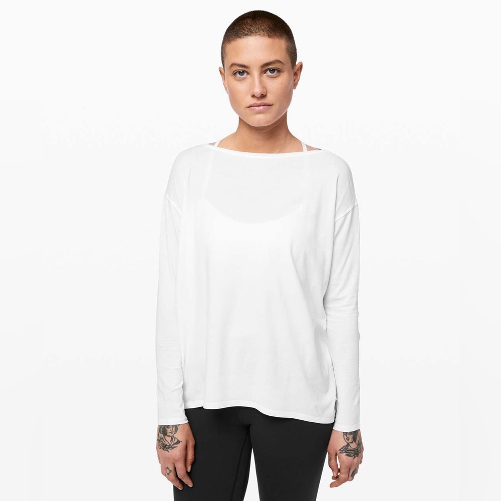 lululemon athletica Back In Action White Long Sleeve Top